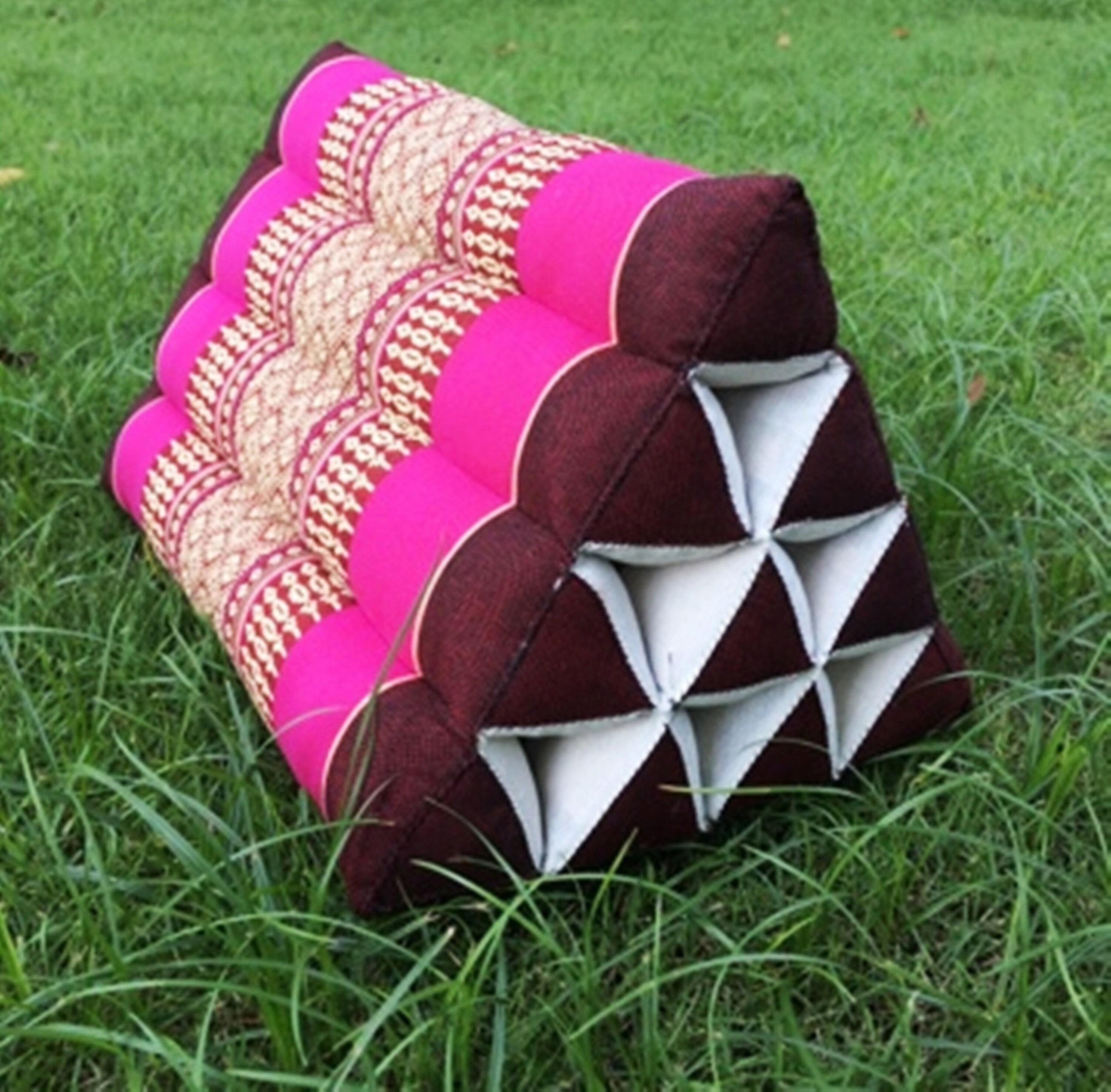 Triangle Pillow Thai Style Handmade Cushion Thai Cotton Kapok Etsy