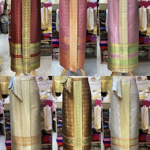 Thai Traditional Saroong Traditional Silk Skirt Sarong Dress Thai Dance ready to wear Mix color