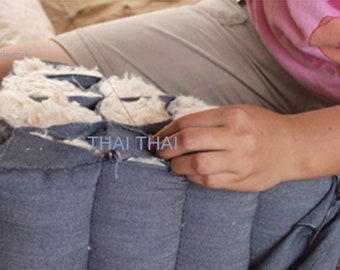Triangle Cushion 3-fold Mat kapok filled daybed floor asia pillow blue boho firm Triangle Cushion 3-fold Mat kapok filled daybed floor asia pillow blue boho firm