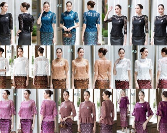 Thai Traditional Blouse & Skirt Woman Shirt Lao Silk Clothing Vintage Costume