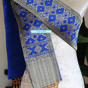 Pabiang Shoulder Cloth Lao Silk Sabai Sash Thai Lao Traditional Dress 5.5x82 Inches.