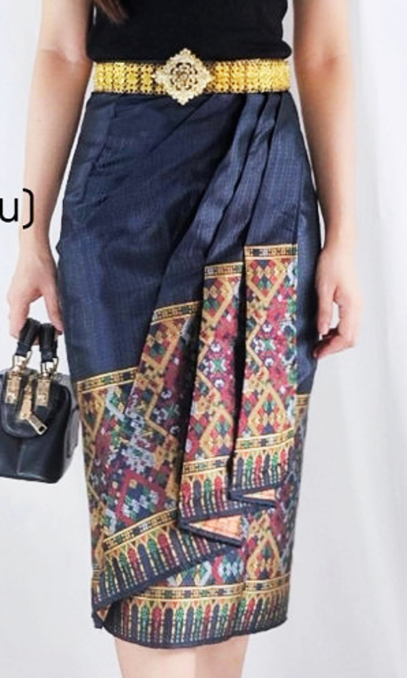 Thai Wrap around Mini Skirt Thai Skirt Thai Style Lao Silk Etsy