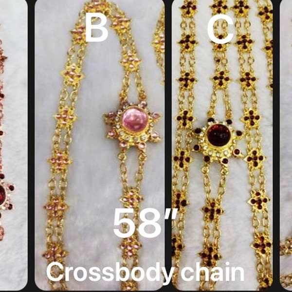 Crossbody chain for Thai Traditional Dress Ancient Jewelry Chut Thai Accessories Charm Jewelry 54 Inches.