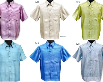 Thai Vintage Men shirt Cotton Shirt Thai Traditional Shirt