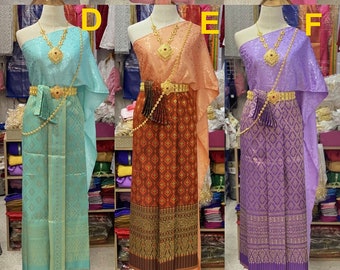 Set of Thai Traditional Vintage Sabai Shirt & skirt  for Adults Wedding dresses