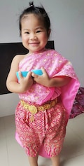 Set of Thai Traditional Vintage Sabai Shirt & Pants for Kids Girl product logo