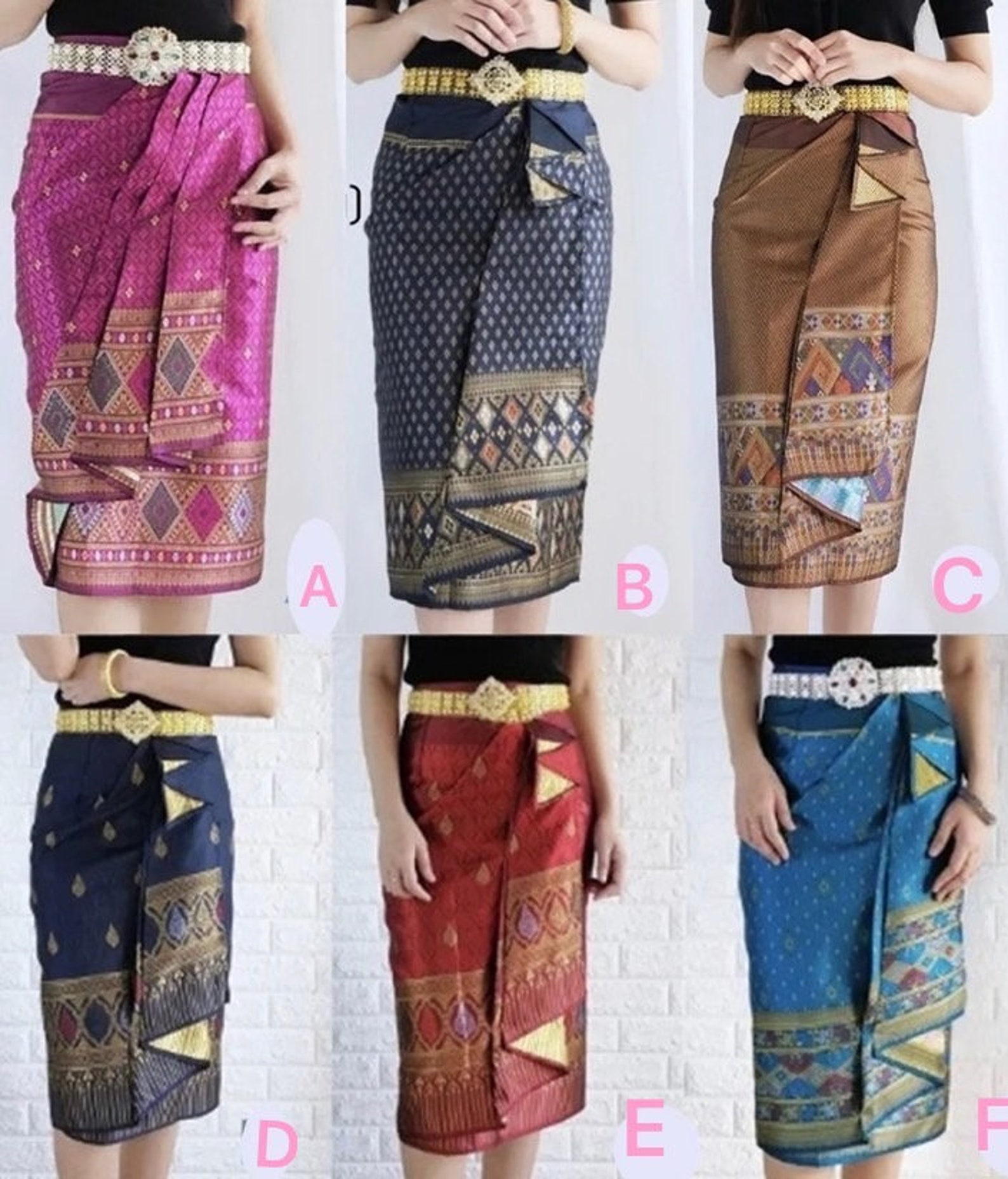 Thai Wrap Around Mini Skirt Thai Skirt Thai Style Lao Silk Etsy