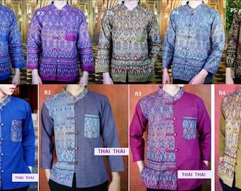 Thai Vintage shirt Cotton Shirt Lanna Style Shirt Northern Thai Shirt