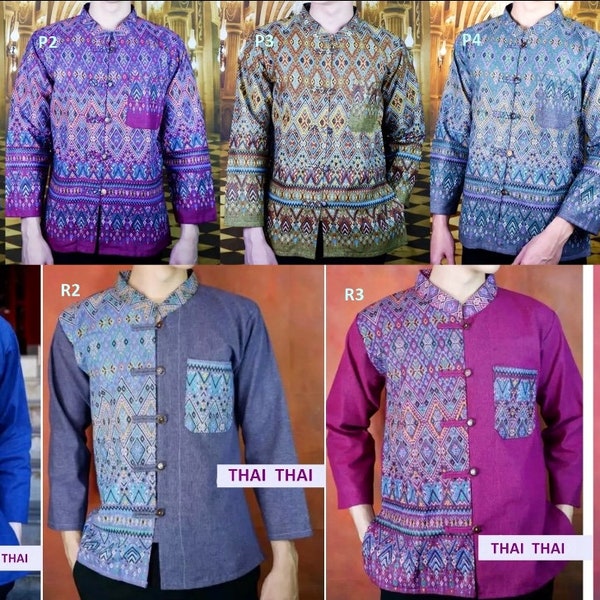 Vintage thailändisches Hemd aus Baumwolle im Lanna-Stil