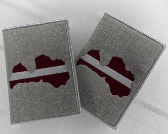Passport cower with embroidered Latvia map ,  great way to show up your nationality