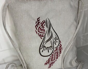 Handmade backpack with Latvian sign