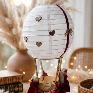 Hot air balloon birthday gift, cash gift for a milestone birthday, gift for couples, cash gift for an anniversary, cash gift for a birthday image 1