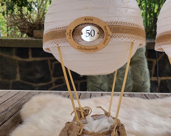 Hot air balloon money gift birthday personalized hot air balloon