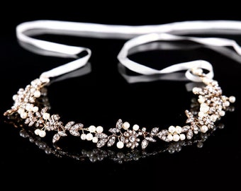 Braut Haarband gold, Hochzeits Haarschmuck silber, edles Hochzeits Haarband,Geschenktipp Hochzeit