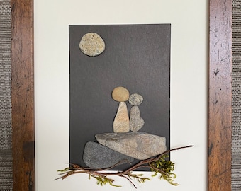 Pebble art, pebble art couple, pebble art gift, wedding gift,anniversary gift
