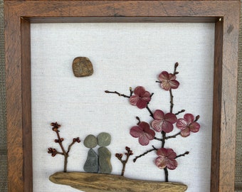 Pebble art, pebble art couple, couple gift, wedding gift, anniversary gift, gift for her, gift for Mom