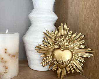 Heart Flower Wall Decor, Golden Ex-voto Wall Decor