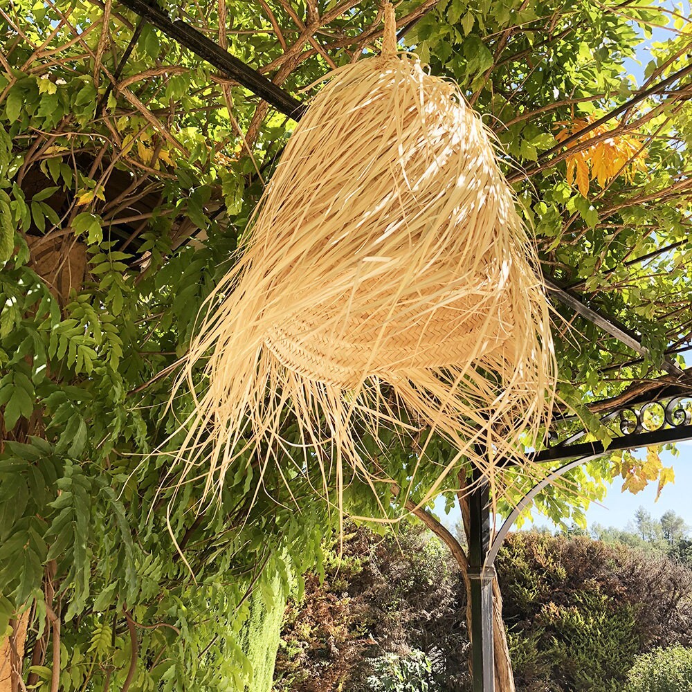 Suspension Marocaine Bohème en Paille de Palmier Tressée