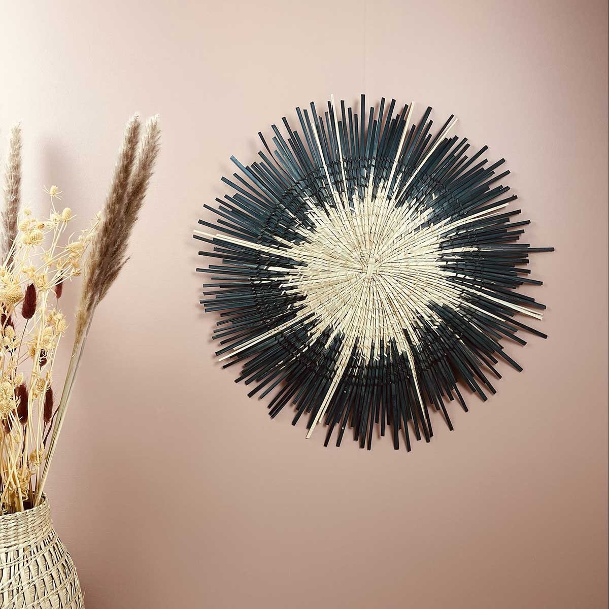 Plateau - Décoration Murale Naturelle Soleil D 50cm Noire