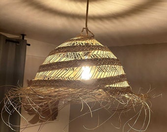 Abat jour en Paille ajouré pour Lampe naturelle fait main au Maroc