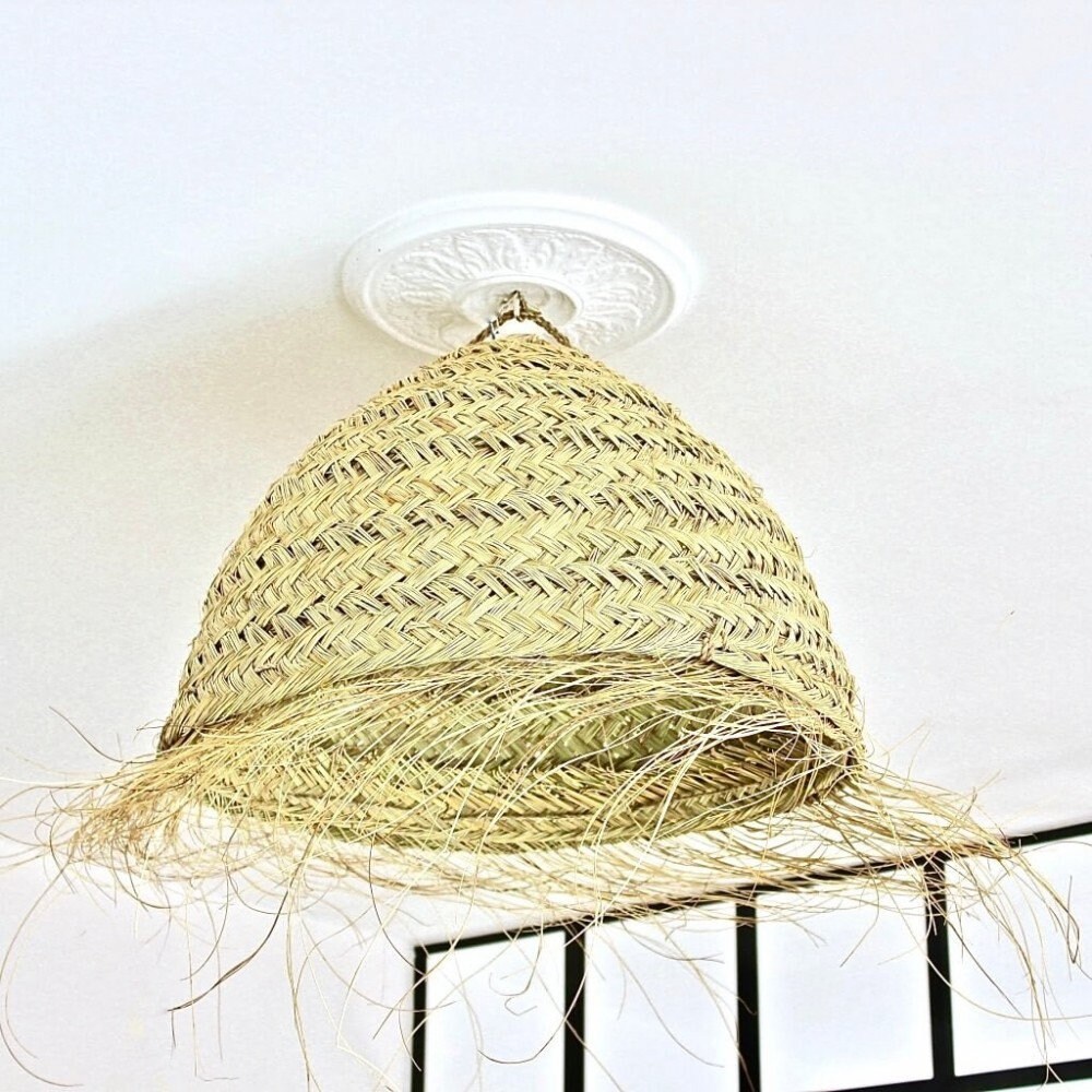 Luminaire ou Suspension Isaac Artisanale Forme Dôme en Paille Alfa