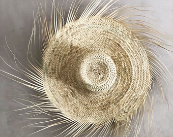 Palm tree hat with fringed wall decoration - Natural - D40cm