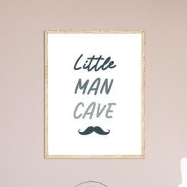 Little Man Cave Nursery Print, Little Man Cave Printable, Jewel Toned Kid's Wall Art, Boy's Playroom Decor, Boy's Green Bedroom Decor
