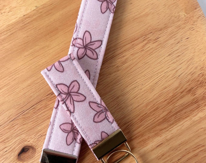 Porte-monnaie Wristlet (avec Dragonne) PINK - Motif Plumeria (Frangipanier) Rose/jaune