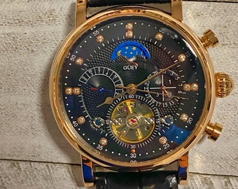 Phase de Lune Tourbillon Montre Mécanique pour Homme d'Affaires Étanche en Acier de Haute Qualité Montre pour Homme - BGD1