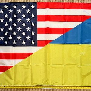 Ukraine Flag FREE SHIPPING American Ukraine Flag Save Ukraine Anti War Peace Not War Veterans USA Sign Poster 3x5&#39;