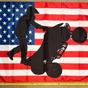 Racing Flag FREE SHIPPING 4 Wheeler American Outdoors Checkered Dale World of Outlaws Sprint Car Nascar Dale Jr. Larson Poster Sign 3x5&#39;