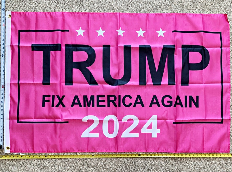 Donald Trump Flag FREE SHIPPING Don Jr 2024 Ivanka Fix America Again Pink Veterans USA Sign Poster 3x5' 