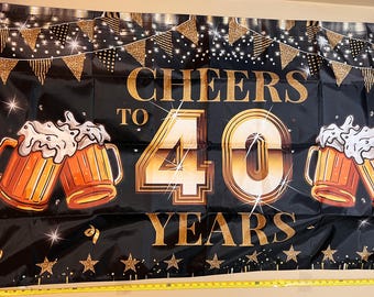 Happy 40th Birthday Flag FREE USA SHIP CheersCake Ice Cream Cheers Hard Work Vacation Love Fun Sexy Man Cave Beer Surprise Sign Poster 3x5'