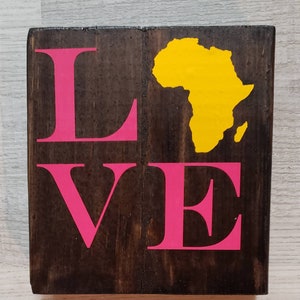 Africa Love Handmade Wood Sign, Drink Wine Handmade Wood Sign, Desk Wood Sign, Gifts For Her, Gift For Office, Office Gift, Wood Signs. Desk