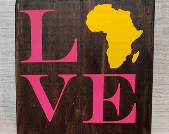 Africa Love Handmade Wood Sign, Drink Wine Handmade Wood Sign, Desk Wood Sign, Gifts For Her, Gift For Office, Office Gift, Wood Signs. Desk