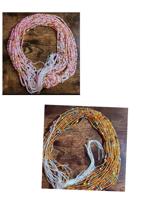 PLUS SIZE TIE On Waist Beads, Waist Beads, Waist Bead Set, Thread Waist Bead, Waist Chain, Tie On Belly Bead, Waist Bead For Weight Tracking