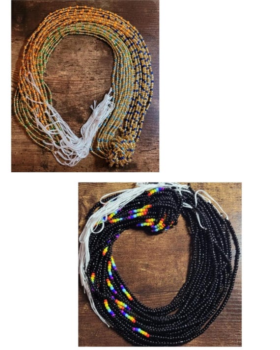 PLUS SIZE TIE On Waist Beads, Waist Beads, Waist Bead Set, Thread Waist Bead, Waist Chain, Tie On Belly Bead, Waist Bead For Weight Tracking