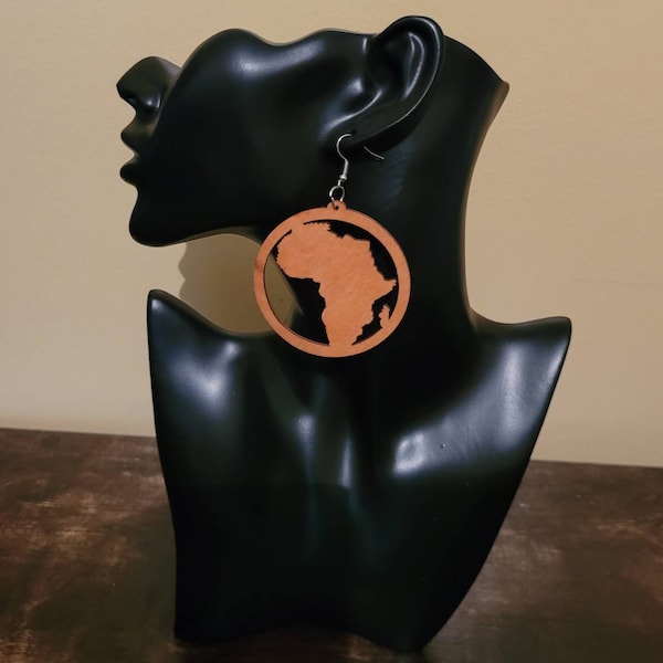 Africa Wooden Map Earrings