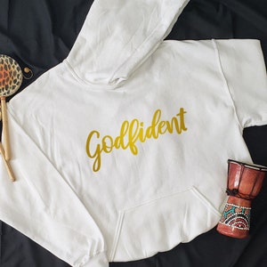 Godfident Hoodie,  Christian Hoodie, Bible Verse Hoodie, Religious Hoodie, Faith Hoodie, Christian Graphic Hoodies, God Hoodies, Hoodie Gift
