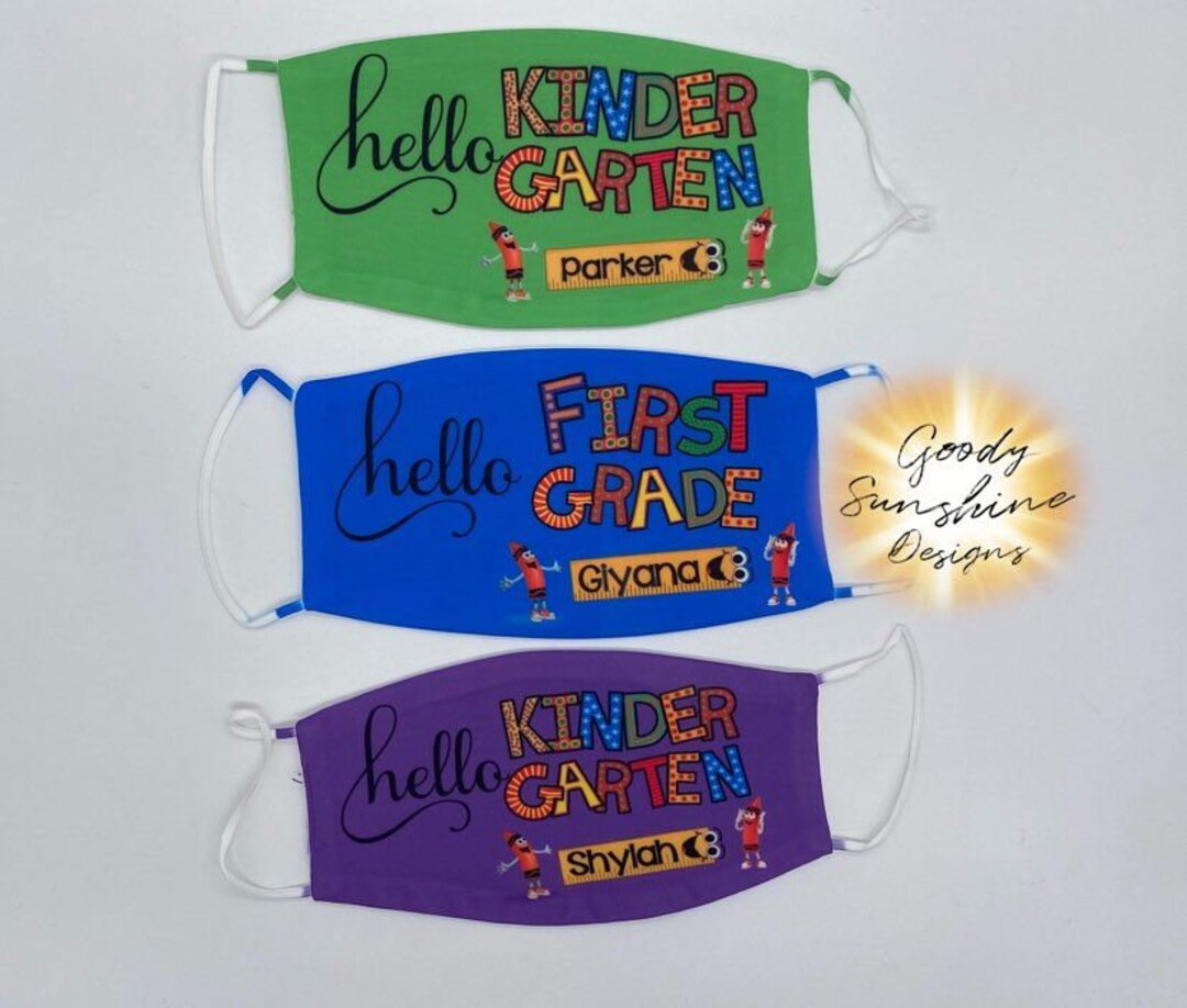 Back to School Kid Mask, Hello I Am Mask Kindergarten, First Second