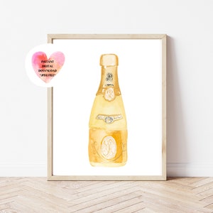 Champagne Bottle 5 Printable Wall Art, Champagne Wall Art, Champagne Printable, Champagne Design, Champaign Print, Digital Download Art
