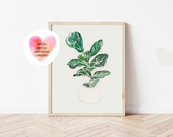 Fiddle Leaf Fig Wall Art, Fiddle Leaf Fig Illustratie, Fiddle Leaf Fig Digitale Download, House Plant Digitale Download, House Plants WallArt