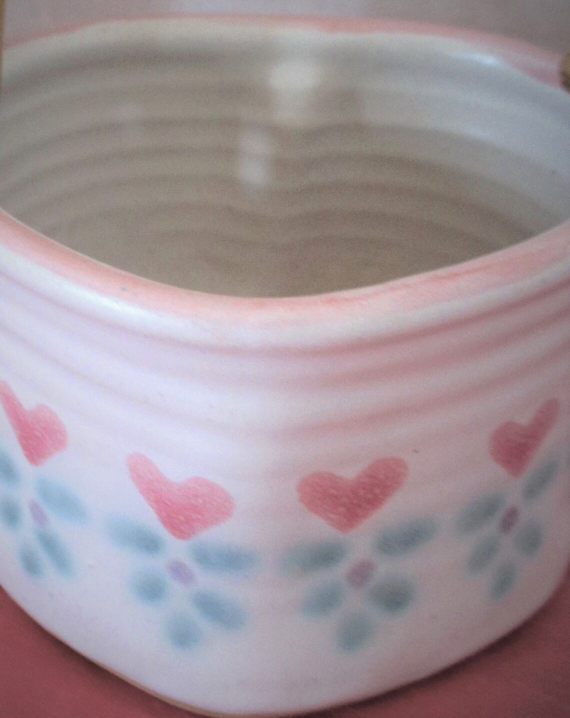 Ceramic heartshaped decorative bowl with bamboo handle Etsy
