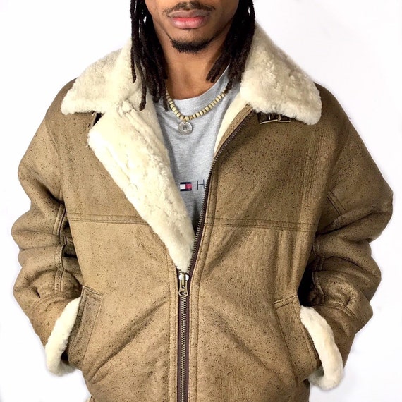Beige Shearling B3 Bomber Jacket - image 1