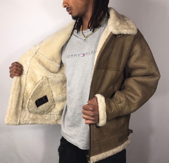 Beige Shearling B3 Bomber Jacket - image 3