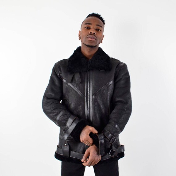 Black Shearling Flying Jacket