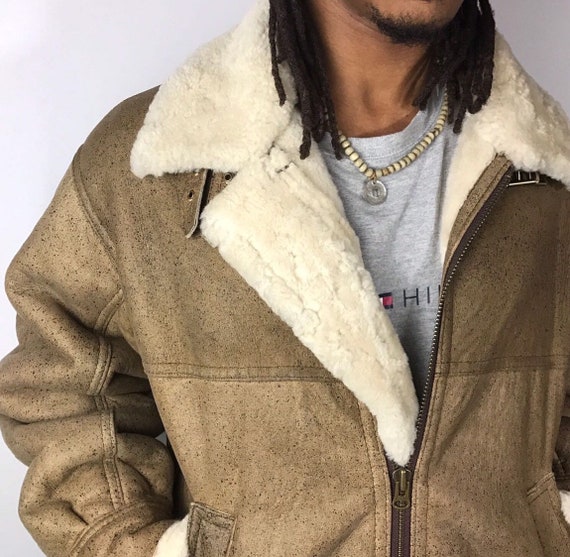 Beige Shearling B3 Bomber Jacket - image 4