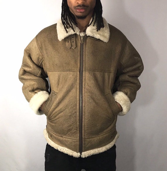 Beige Shearling B3 Bomber Jacket - image 6