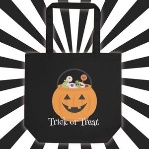 Orange Kürbis Trick-or-Treat-Eimer Tragetasche - Klassischer Halloween Süßigkeiten Eimer