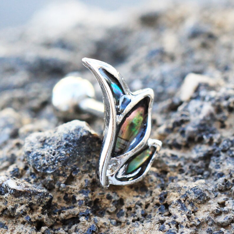 DyaniJewel Stainless Steel Angel Wing Mini Abalone Shell Cartilage Earring
